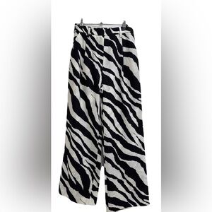 Zebra Print Wide-Leg Pants linen